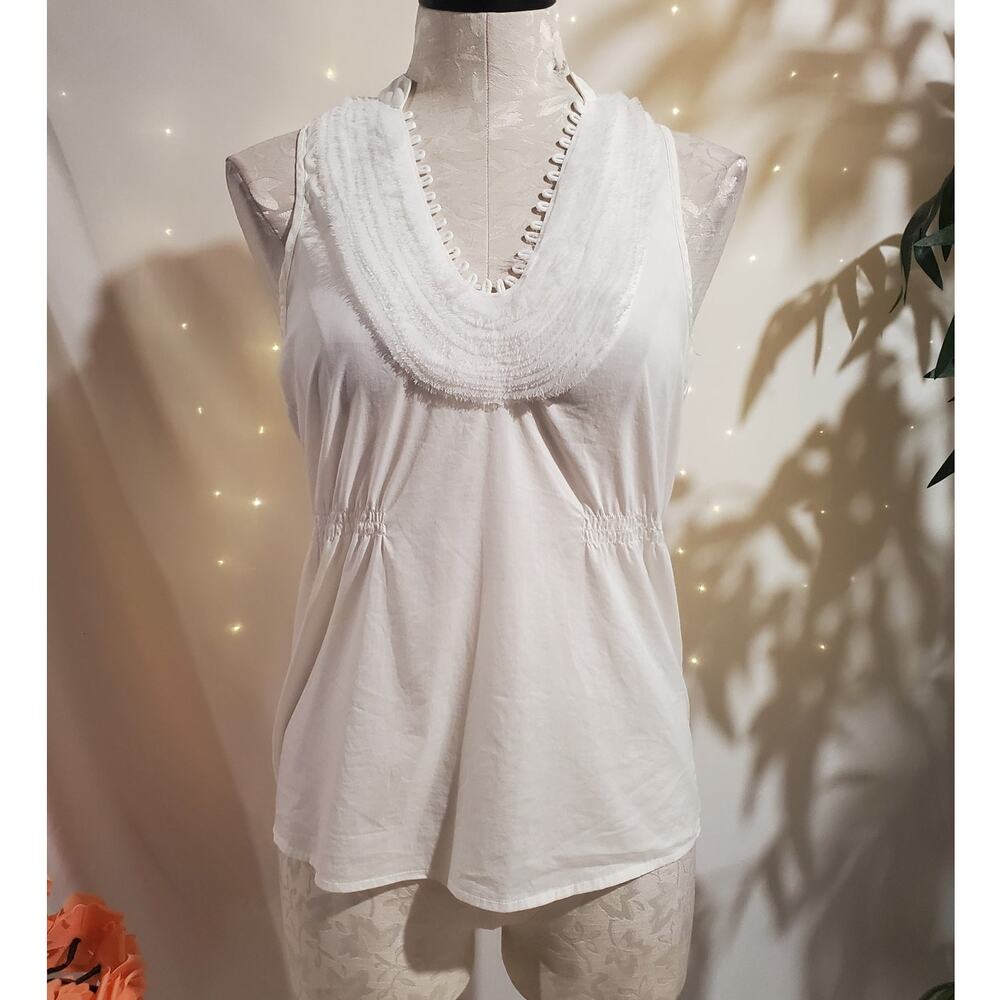 Vtg Y2K Rampage Babydoll Eyelash Fringe Tank Top Size S Exposed Zipper Angel